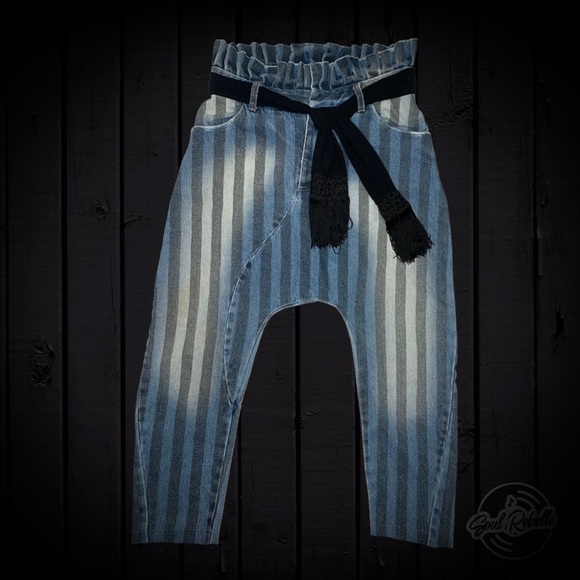 One Teaspoon Drop Crotch Jeans with Fringe Belt and Leather Pocket - Picture 15 of 15